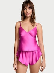 Victoria's Secret New Peony Pink Satin Open Back Cami Set - Image 1 of 3