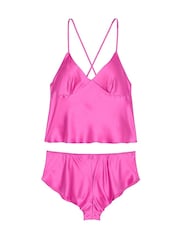 Victoria's Secret New Peony Pink Satin Open Back Cami Set - Image 3 of 3