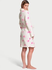 Victoria's Secret Coconut White & Pink Hearts Cosy Short Dressing Gown - Image 2 of 3