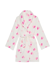Victoria's Secret Coconut White & Pink Hearts Cosy Short Dressing Gown - Image 3 of 3
