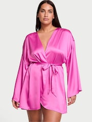 Victoria's Secret New Peony Pink Satin Short Robe - Image 1 of 3