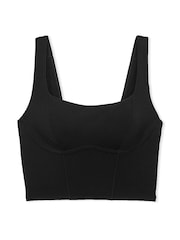 Victoria's Secret PINK Pure Black Shine Cotton Scoop Sports Bra Top - Image 3 of 4