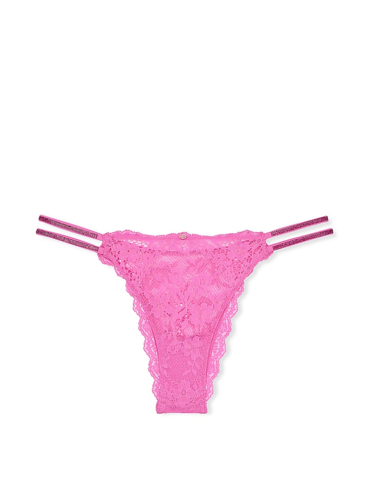 Victoria's Secret New Peony Pink Brazilian Twinkle Strap Knickers - Image 3 of 3