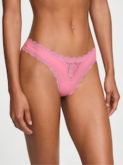 Victoria's Secret Pink Hope Lace Trim Thong Knickers - Image 1 of 3