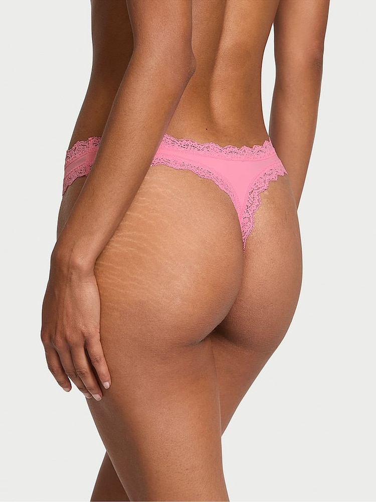 Victoria's Secret Pink Hope Lace Trim Thong Knickers - Image 2 of 3 Victoria's Secret Pink Hope Lace Trim Thong Knickers - Image 2 of 3