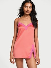 Victoria's Secret Coral Ribbon Pink Lace Slip Dress - Image 1 of 3