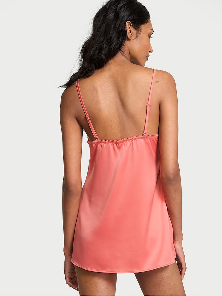 Victoria's Secret Coral Ribbon Pink Lace Slip Dress - Image 2 of 3