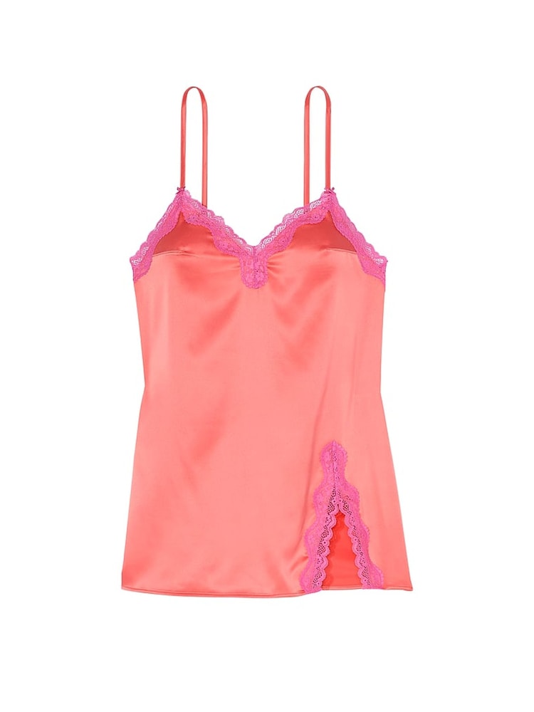 Victoria's Secret Coral Ribbon Pink Lace Slip Dress - Image 3 of 3