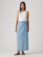 Levi's® Blue Column Wrap Midi 100% Cotton Skirt - Image 1 of 5