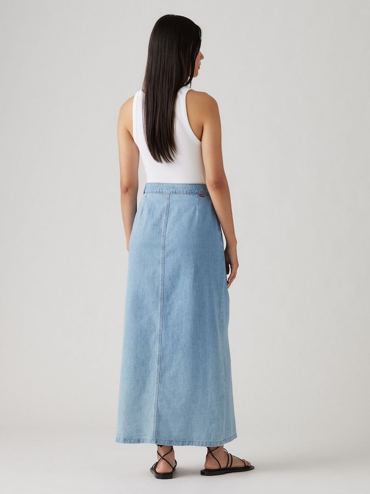 Levi's® Blue Column Wrap Midi 100% Cotton Skirt - Image 2 of 5