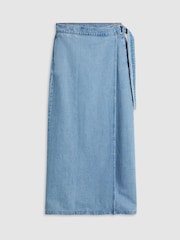 Levi's® Blue Column Wrap Midi 100% Cotton Skirt - Image 4 of 5