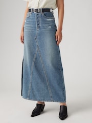 Levi's® Blue Iconic 100% Cotton Maxi Skirt with Side Split - Image 1 of 9
