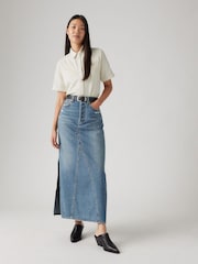 Levi's® Blue Iconic 100% Cotton Maxi Skirt with Side Split - Image 4 of 9
