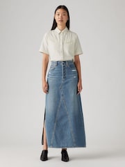 Levi's® Blue Iconic 100% Cotton Maxi Skirt with Side Split - Image 5 of 9