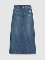 Levi's® Blue Iconic 100% Cotton Maxi Skirt with Side Split - Image 6 of 9