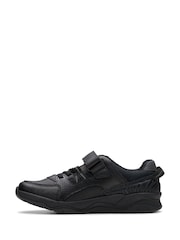 Clarks Black Wide Fit (G) Leather Clowder Stripe Shoes - Image 2 of 8
