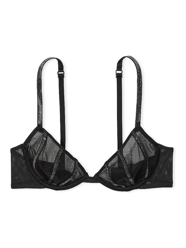 Victoria's Secret Black Sheer Shine Low Cut Demi Bra - Image 3 of 3