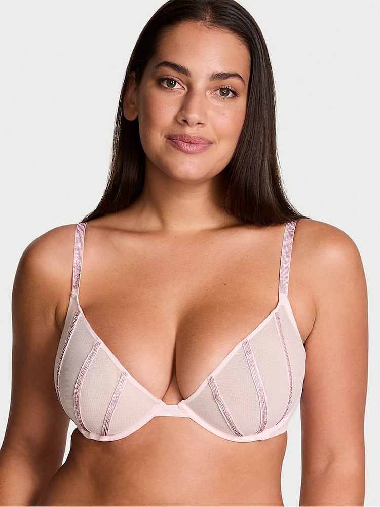 Angel roze - Victoria's Secret puur glanzende diepuitgesneden demibeha - Image 1 of 3