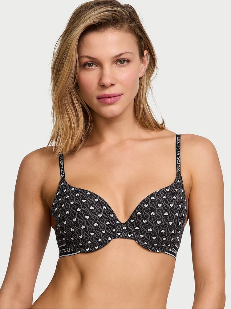 Victoria's Secret Black VS Heart Lockup Full Cup Push Up Bra - Image 1 of 3