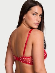 Victoria's Secret Vermillion Red Hearts Flocked Unlined Demi Bra - Image 2 of 3