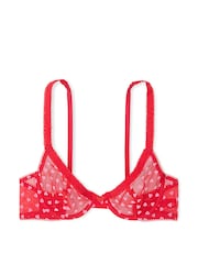 Victoria's Secret Vermillion Red Hearts Flocked Unlined Demi Bra - Image 3 of 3