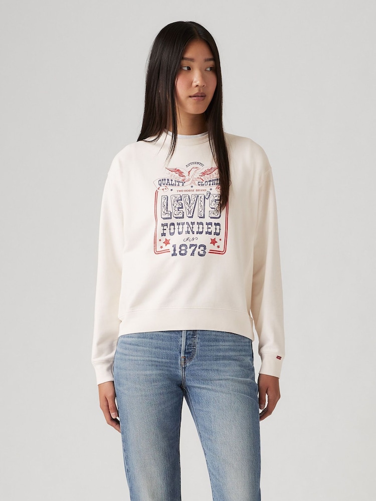 Levi's® White Graphic Print Heritage 100% Cotton Crew Sweatshirt - Image 1 of 5