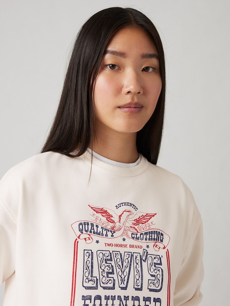 Levi's® White Graphic Print Heritage 100% Cotton Crew Sweatshirt - Image 2 of 5