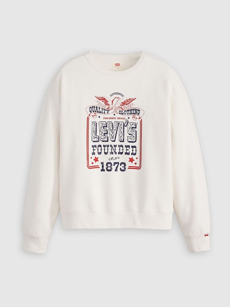 Levi's® White Graphic Print Heritage 100% Cotton Crew Sweatshirt - Image 3 of 5