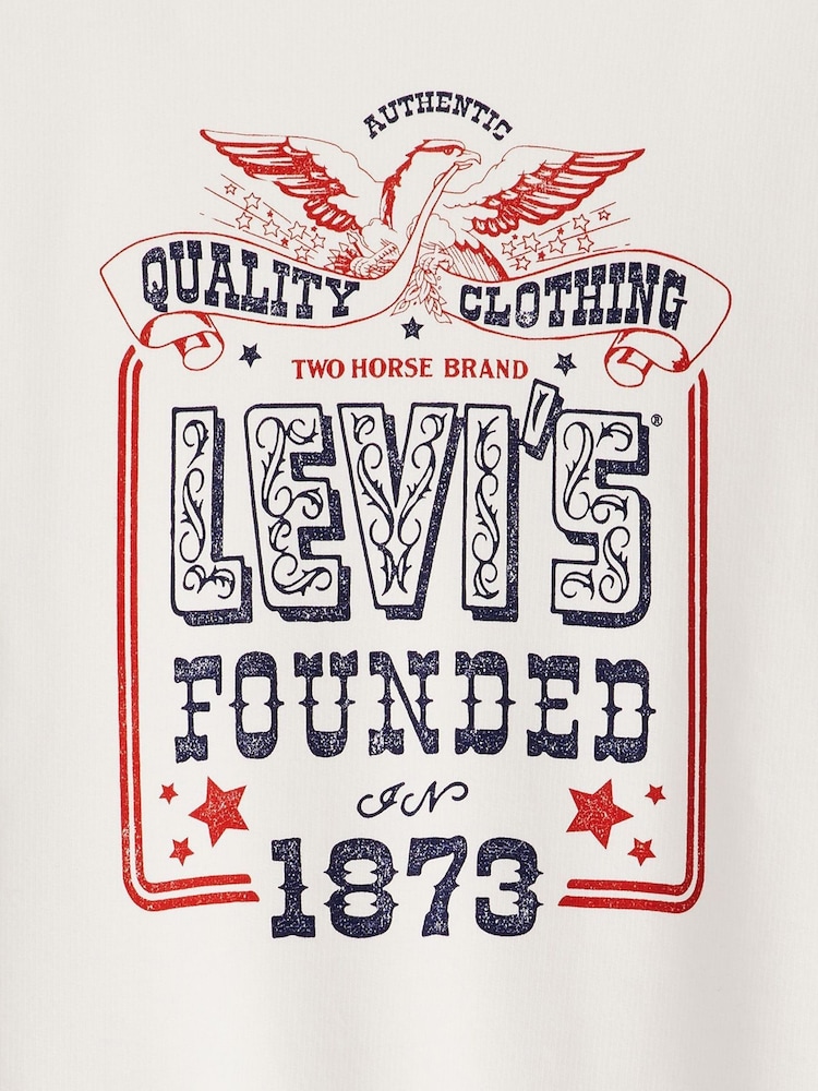 Levi's® White Graphic Print Heritage 100% Cotton Crew Sweatshirt - Image 4 of 5