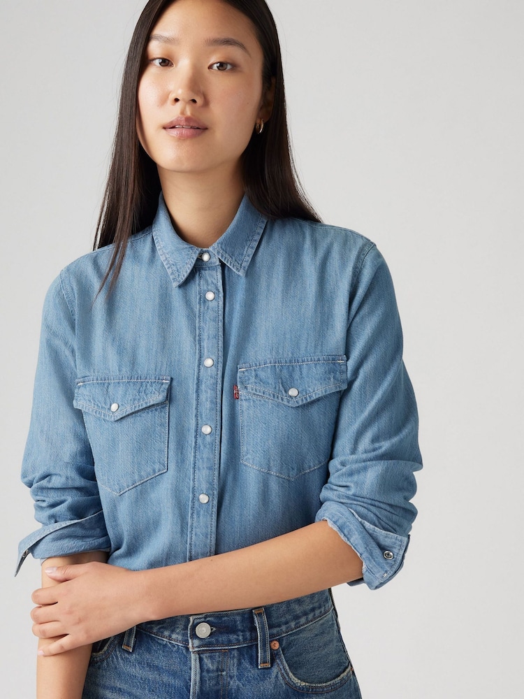 Levi's® Blue Iconic Western Denim Shirt - Image 1 of 6
