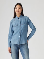 Levi's® Blue Iconic Western Denim Shirt - Image 2 of 6