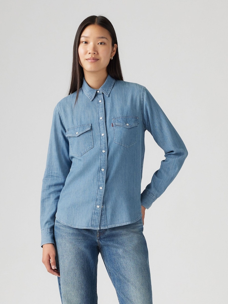 Levi's® Blue Iconic Western Denim Shirt - Image 2 of 6