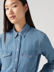 Levi's® Blue Iconic Western Denim Shirt - Image 3 of 6