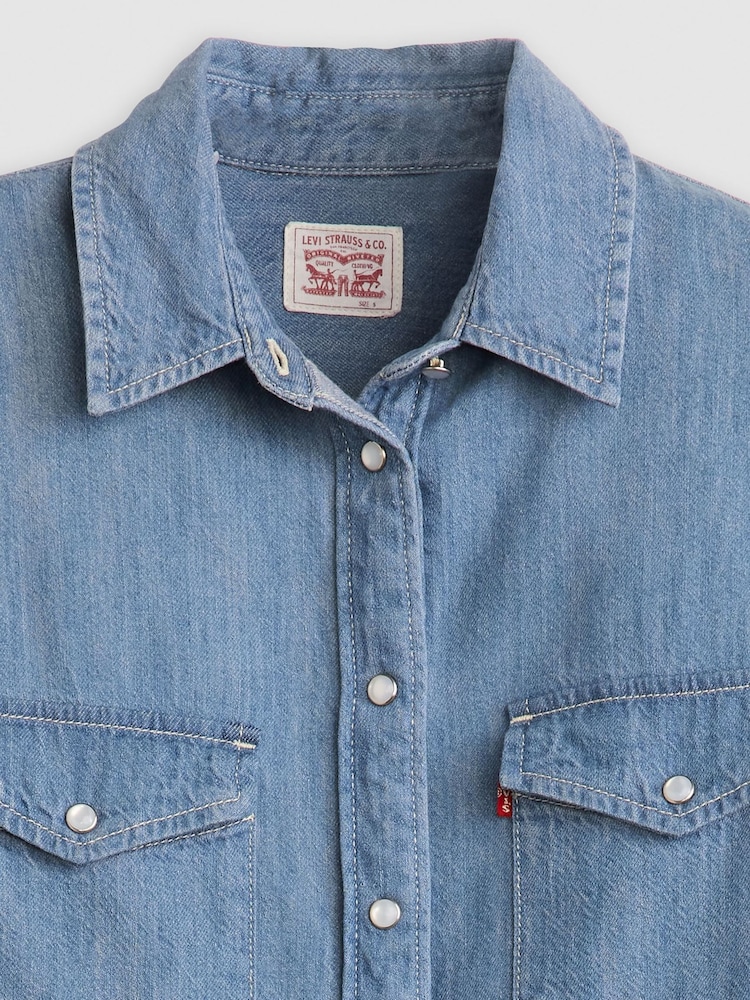 Levi's® Blue Iconic Western Denim Shirt - Image 5 of 6