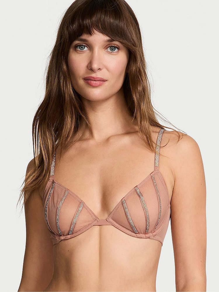 Victoria's Secret Almond Beige Nude Sheer Shine Low Cut Demi Bra - Image 1 of 4
