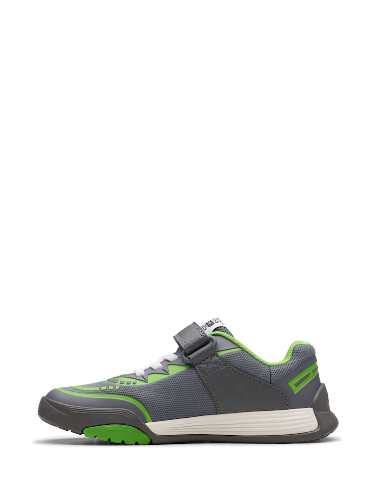 Clarks Green Wide Fit (G) Kids Combi Cica Star Flex Trainers - Image 2 of 7