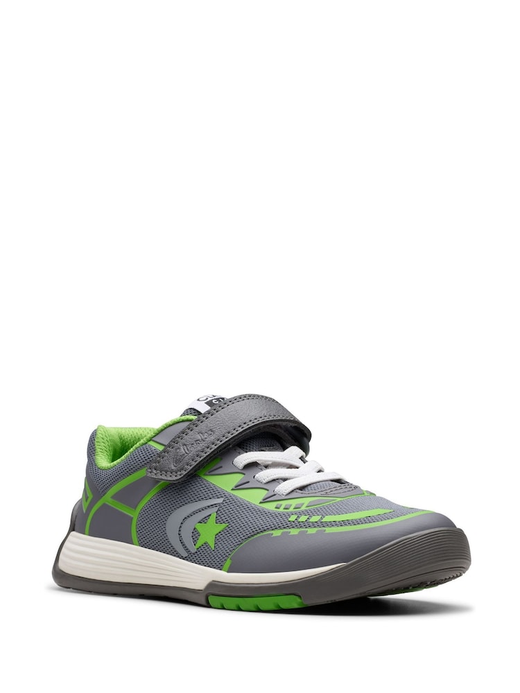 Clarks Green Wide Fit (G) Kids Combi Cica Star Flex Trainers - Image 7 of 7