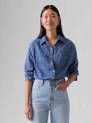 Levi's® Blue Teodora Western 100% Cotton Shirt - Image 4 of 9
