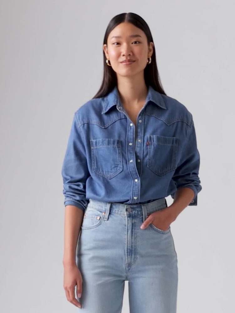 Levi's® Blue Teodora Western 100% Cotton Shirt - Image 4 of 9