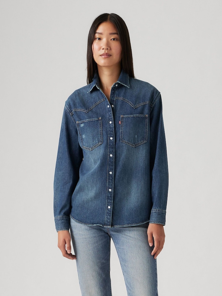 Levi's® Blue Teodora Western 100% Cotton Shirt - Image 5 of 9