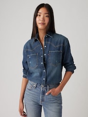 Levi's® Blue Teodora Western 100% Cotton Shirt - Image 6 of 9