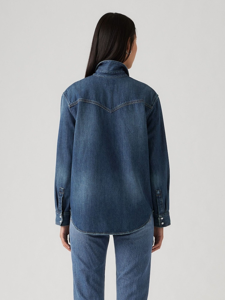 Levi's® Blue Teodora Western 100% Cotton Shirt - Image 7 of 9