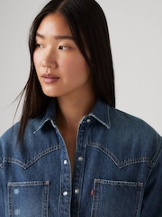 Levi's® Blue Teodora Western 100% Cotton Shirt - Image 8 of 9