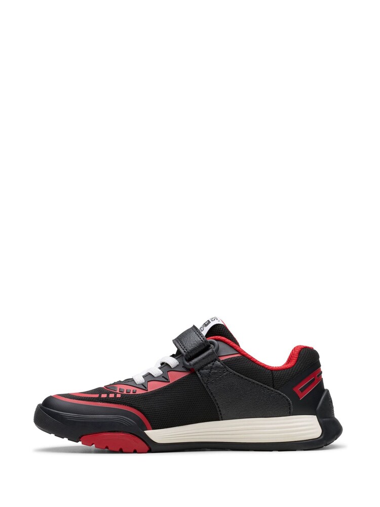 Clarks Black Red Standard Fit (F) Kids Cica Star Jump Trainers - Image 2 of 7