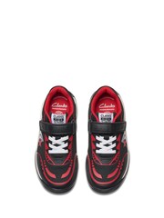 Clarks Black Red Standard Fit (F) Kids Cica Star Jump Trainers - Image 6 of 7