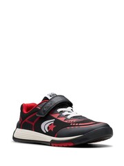 Clarks Black Red Standard Fit (F) Kids Cica Star Jump Trainers - Image 7 of 7