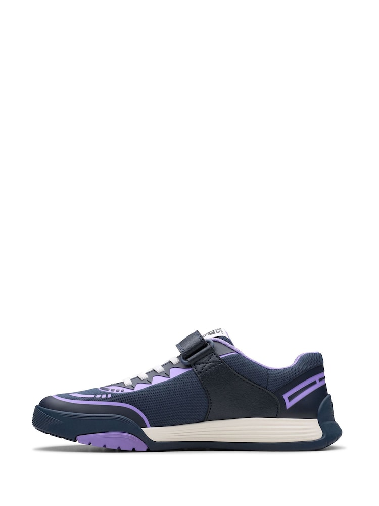 Clarks Blue Standard Fit (F) Kids Combi Cica Star Flex Trainers - Image 2 of 7
