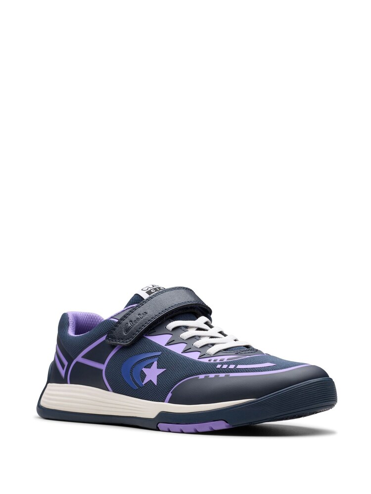 Clarks Blue Standard Fit (F) Kids Combi Cica Star Flex Trainers - Image 7 of 7