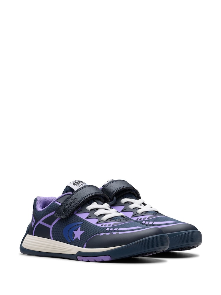 Clarks Purple Standard Fit (F) Kids Cica Star Jump Trainers - Image 7 of 7