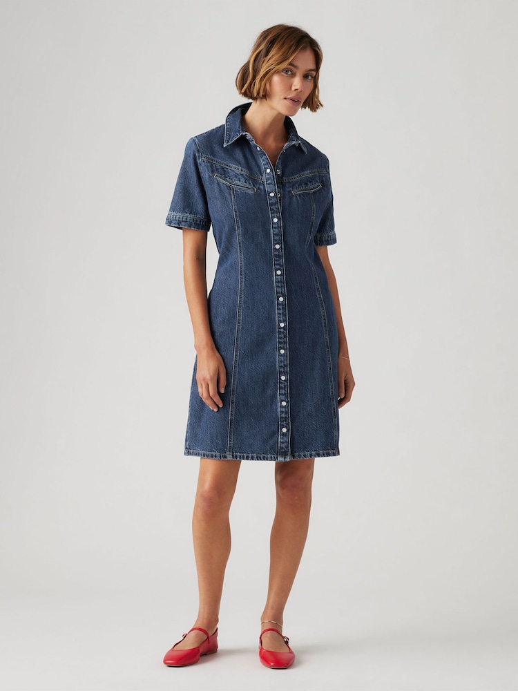Levi's® Blue Rinoa Denim Shortsleeve 100% Cotton Dress - Image 1 of 7